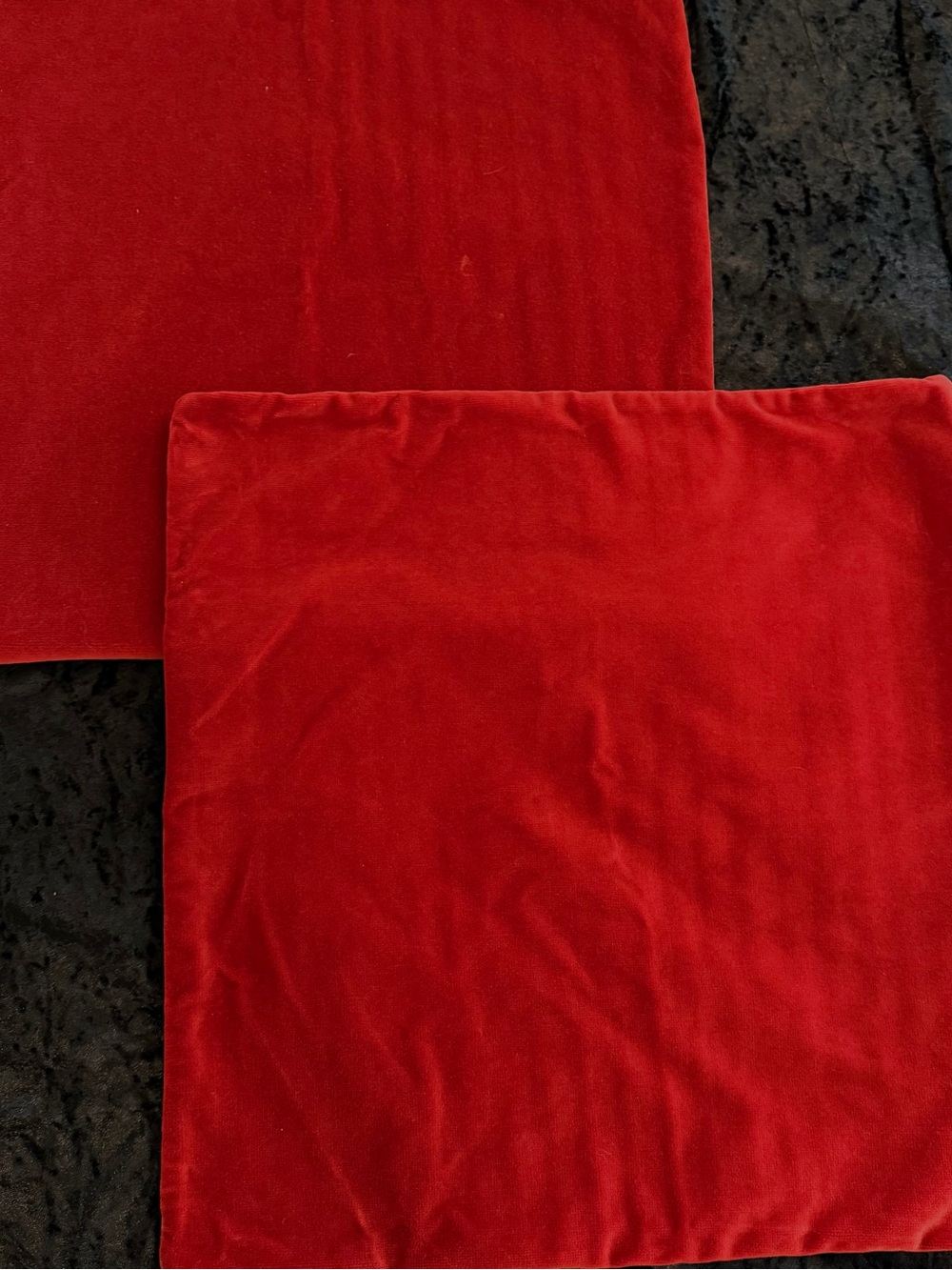 Two Pottery Barn Red Icon Velvet and Linen Pillow Covers 2008